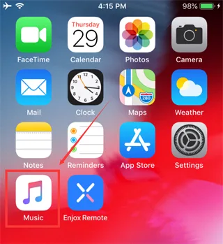 Sincronizzazione della musica su un iPhone per Enjox (passo 5)