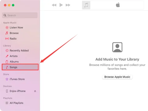 Connessione di un iPhone a iTunes per sincronizzare la musica (passo 1)